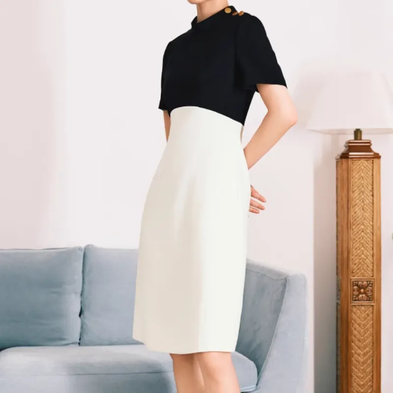 Yiner Short Sleeved Dress Women's Cream White-4