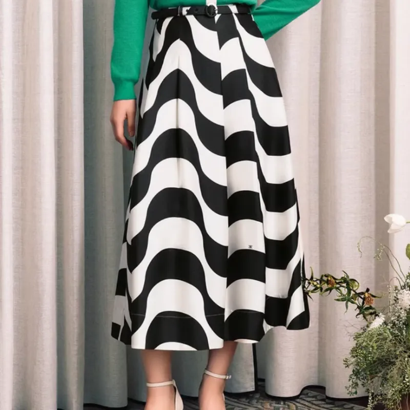 Yiner Casual Long Skirt Women's Cream White-2