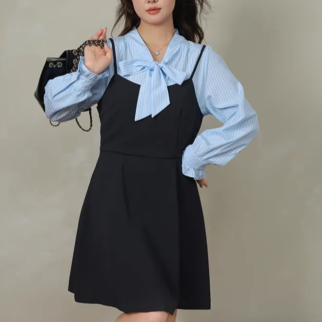 DAMABAIFENBAI Long Sleeved Dresses Women's Black-2