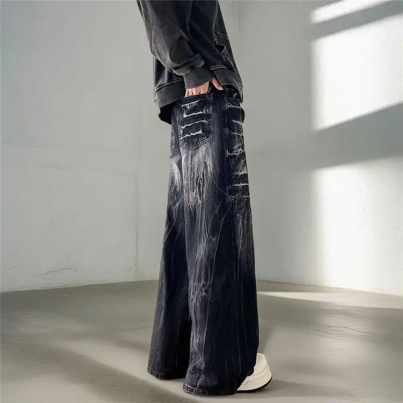 YINLEI Jeans Unisex Black-3