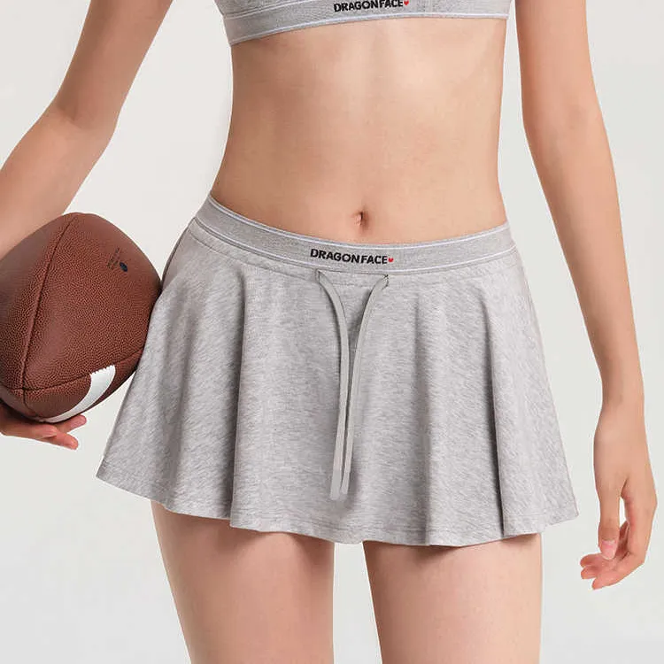 DRAGON FACE Casual Short Skirts Women's Light Gray-1