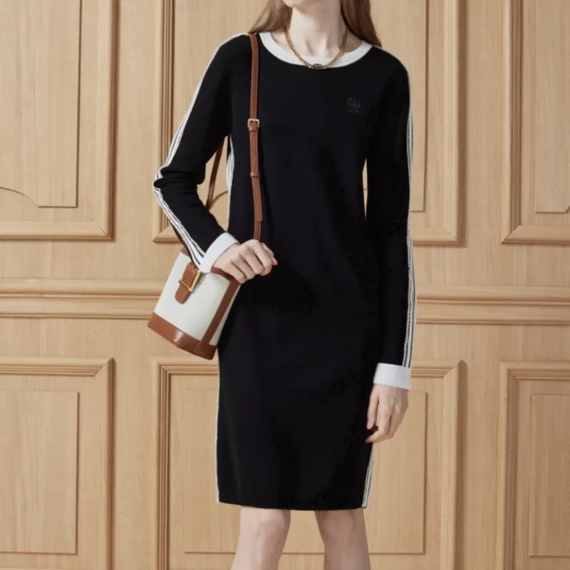 DKNY Long Sleeved Dress Women's Black-6