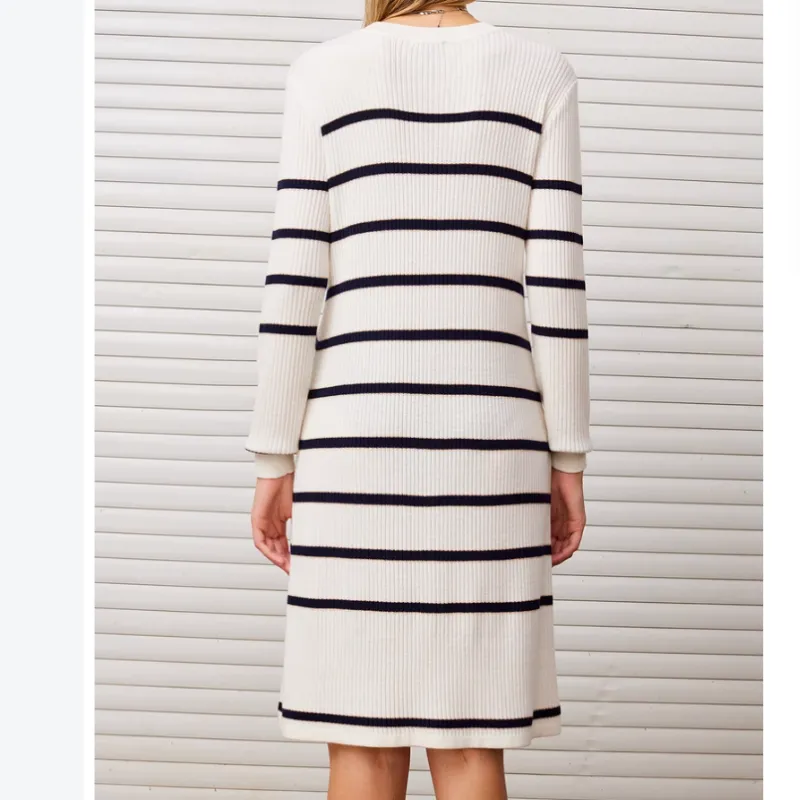 DKNY Long Sleeved Dress Women's White-3