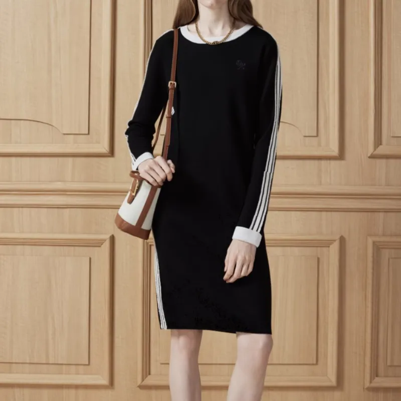 DKNY Long Sleeved Dress Women's Black-5