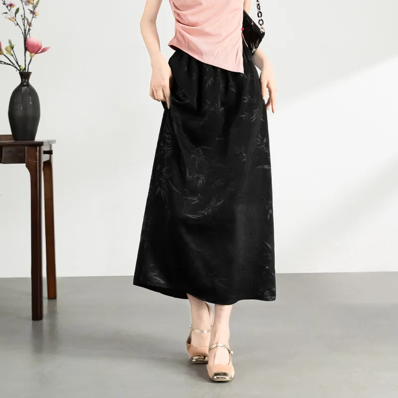 TERRE BLEUE Casual Long Skirt Women's Black-3