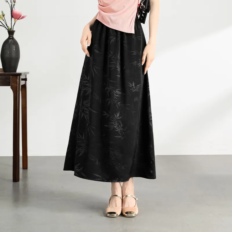 TERRE BLEUE Casual Long Skirt Women's Black-2
