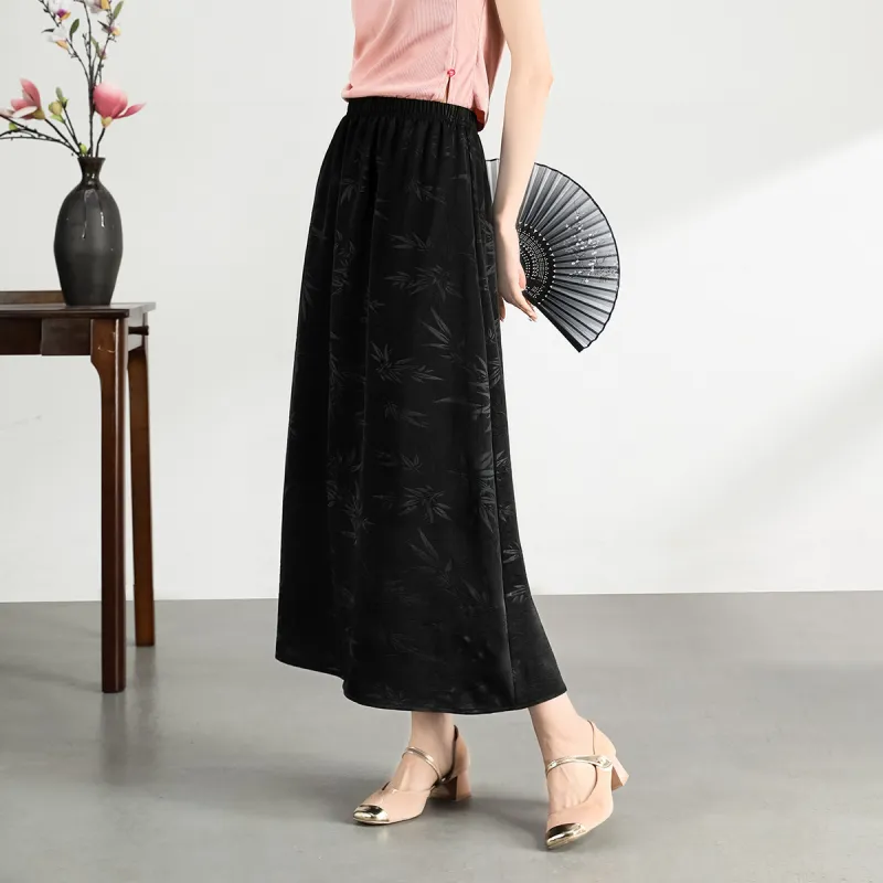 TERRE BLEUE Casual Long Skirt Women's Black-4