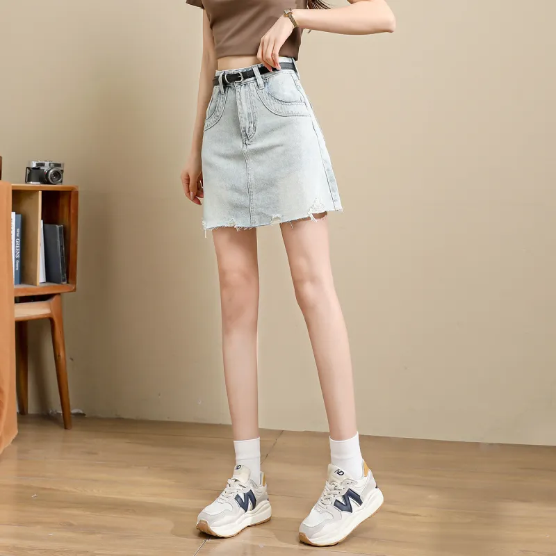 TERRE BLEUE Denim Short Skirts Women's Blue-1