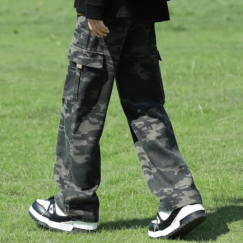 Jeep Cargo Pants Unisex Camouflage Gray-2