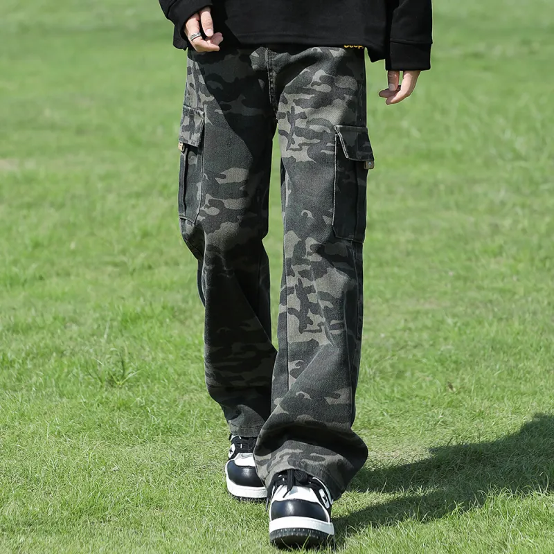 Jeep Cargo Pants Unisex Camouflage Gray-3