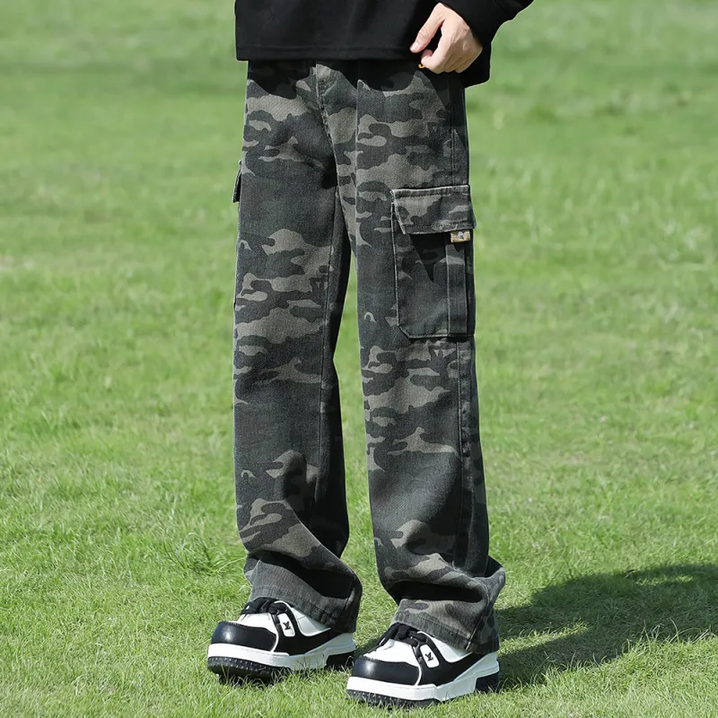 Jeep Cargo Pants Unisex Camouflage Gray-1