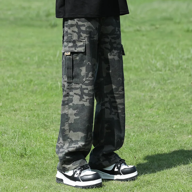 Jeep Cargo Pants Unisex Camouflage Gray-4
