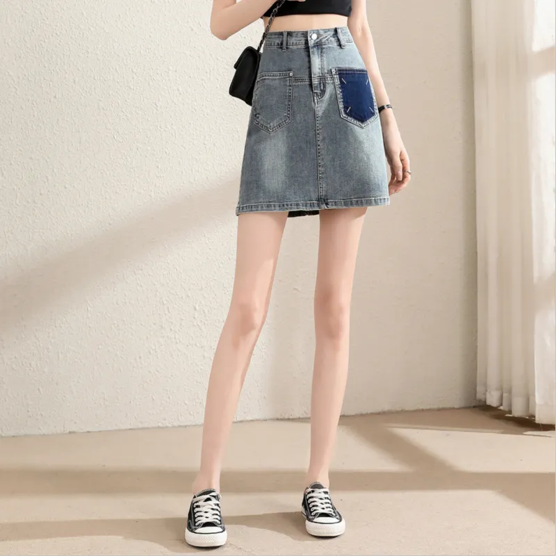 TERRE BLEUE Denim Short Skirts Women's Denim Blue-1