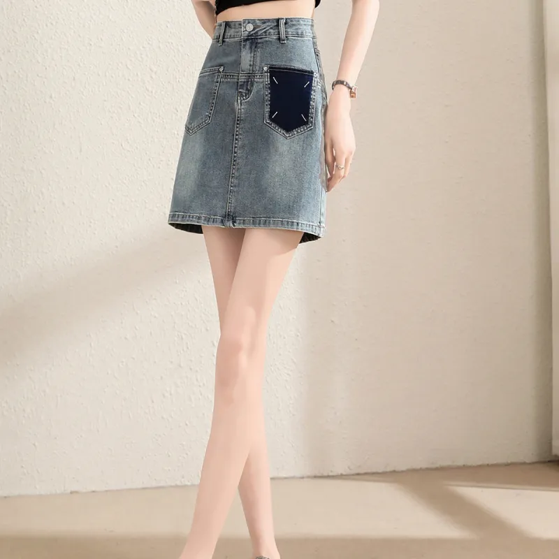 TERRE BLEUE Denim Short Skirts Women's Denim Blue-3