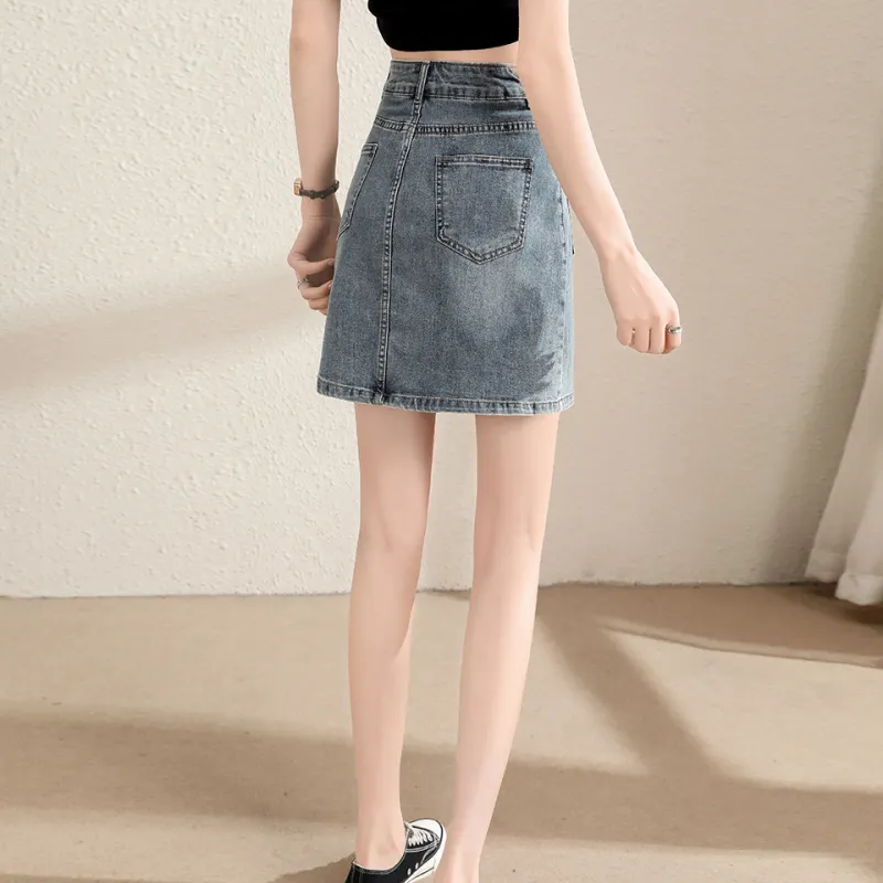 TERRE BLEUE Denim Short Skirts Women's Denim Blue-2