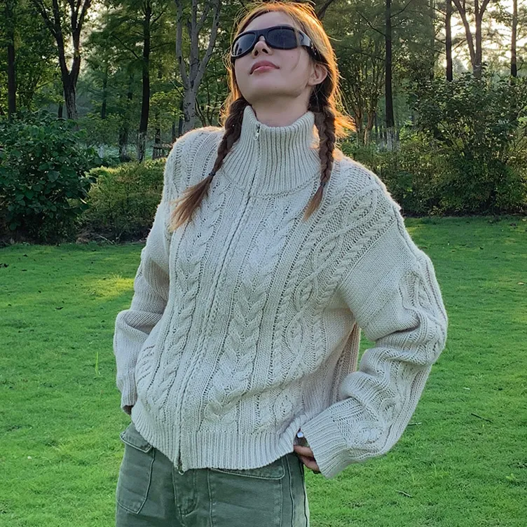 D YANGJUN Sweater Women's Beige-4