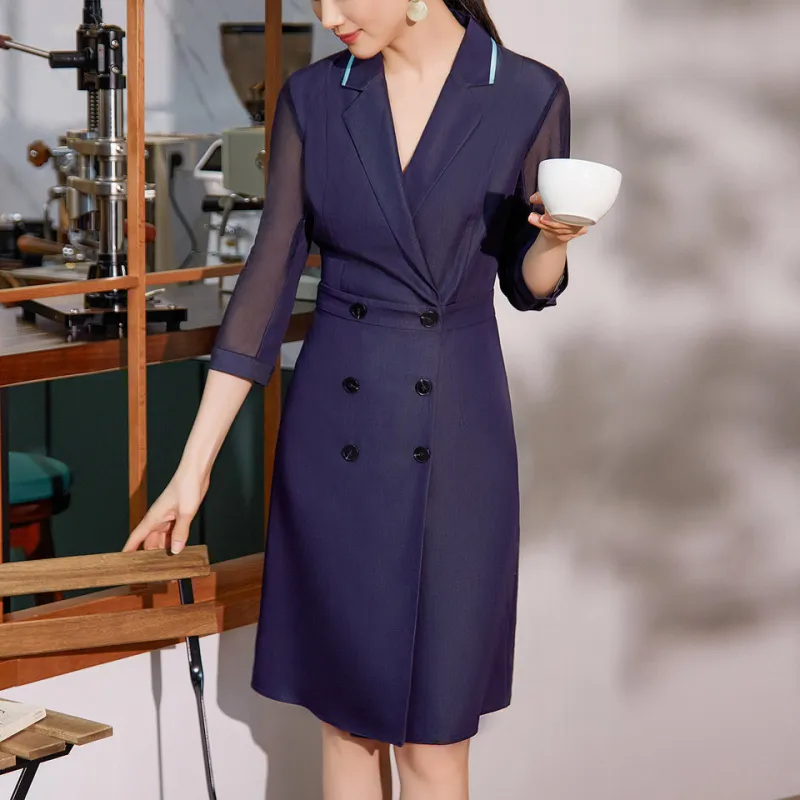 BBLLUUEE Long Sleeved Dress Women's Ink Blue-1