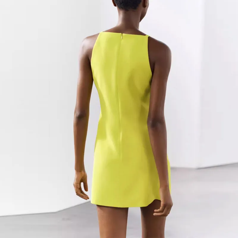 ZARA ZW Series Sleeveless Dress Women's Yellow-4