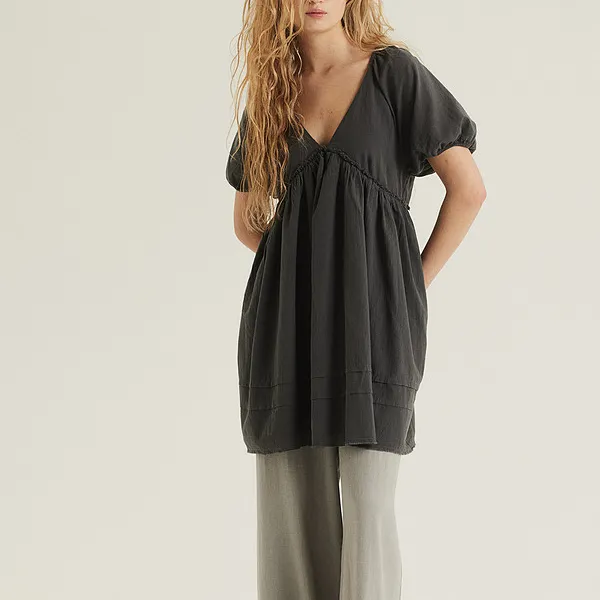 H&M Short Sleeved Dress Women's Dark Gray-2