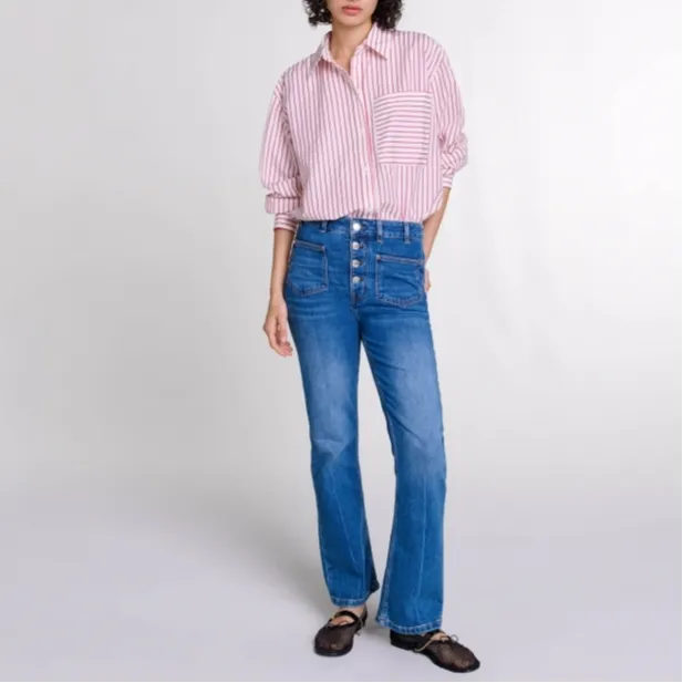 Maje Striped Rhinestone Shirt-1