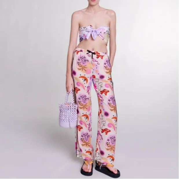 Maje Silk Palazzo Trousers-1