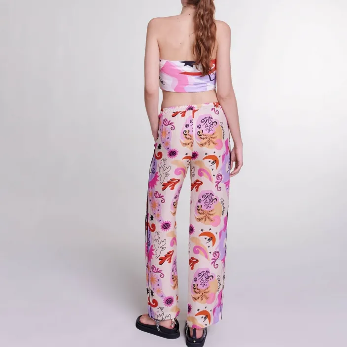 Maje Silk Palazzo Trousers-2