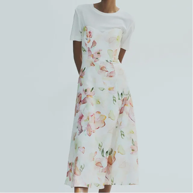 H&M Sleeveless Dress Women's White/Floral-1
