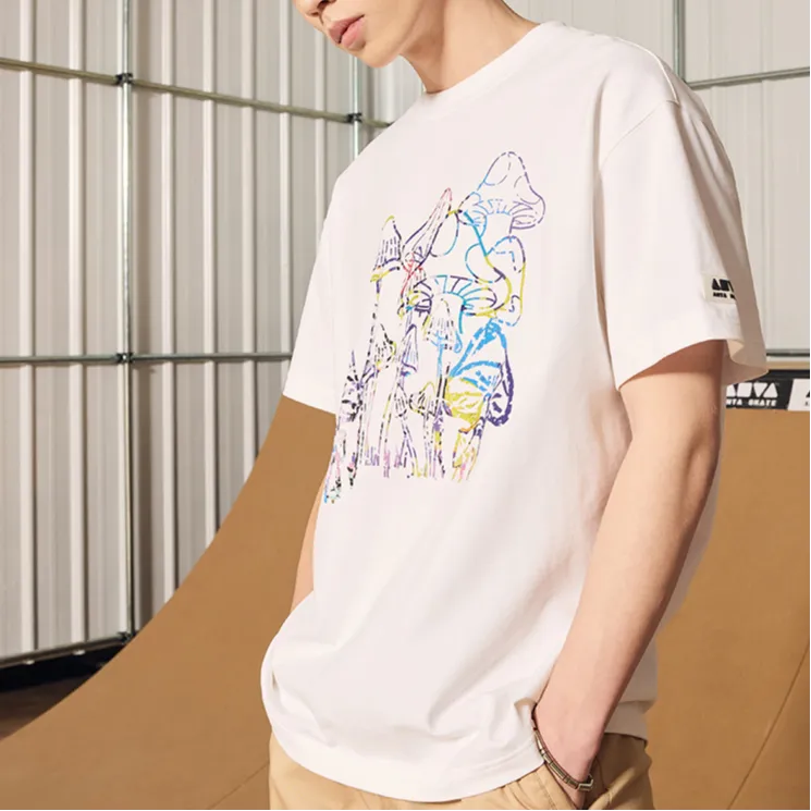 Anta Skateboard T Shirt Unisex Snowflake White-1