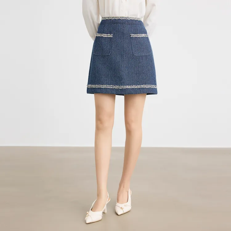 SHUIYUNJIAN Casual Short Skirts Women's Denim Blue-2