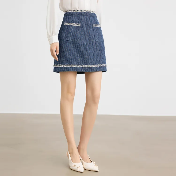 SHUIYUNJIAN Casual Short Skirts Women's Denim Blue-4
