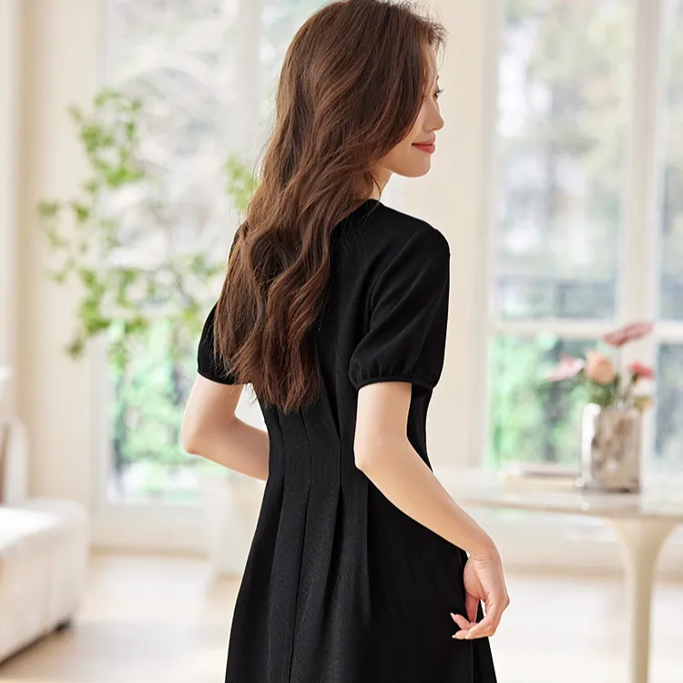 Mo Han Yi Mei Short Sleeved Dresses Women's Black-3