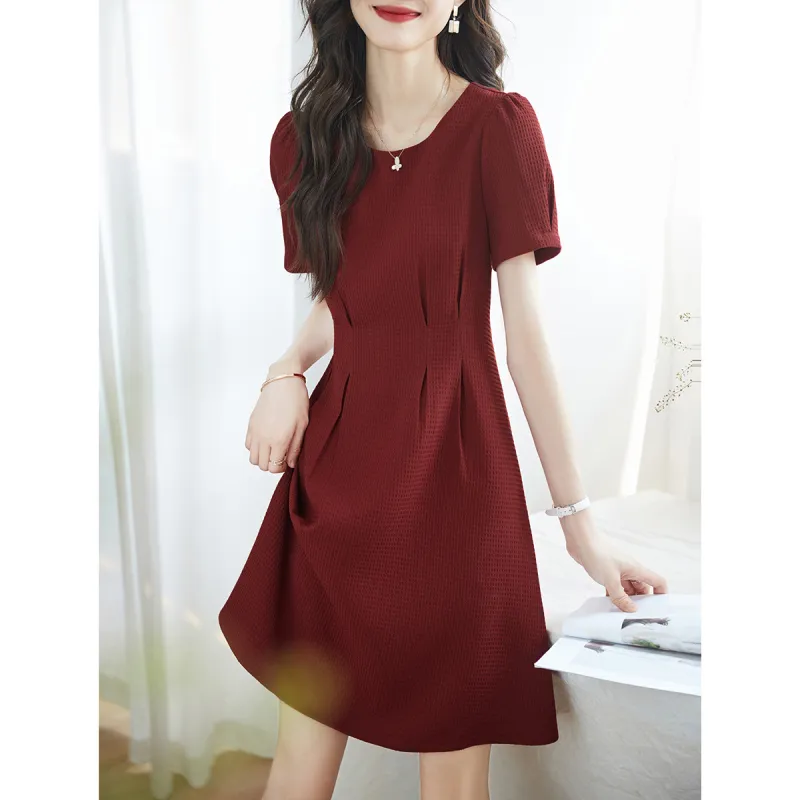 Mo Han Yi Mei Short Sleeved Dress Women's Red-0