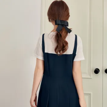 DAMABAIFENBAI Short Sleeved Dress Women's Navy Blue