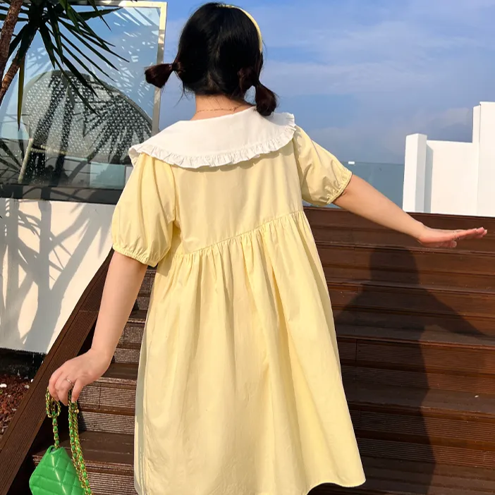 DAMABAIFENBAI Short-Sleeved Dresses Women's Custard-2