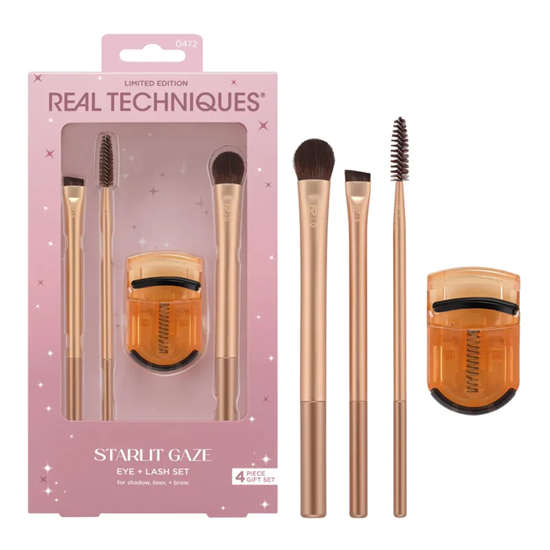 Real Techniques Eye Shadow Brush+Eyelash Curler Box Makeup Set Soft And Skin-friendly Four-Piece Set-1