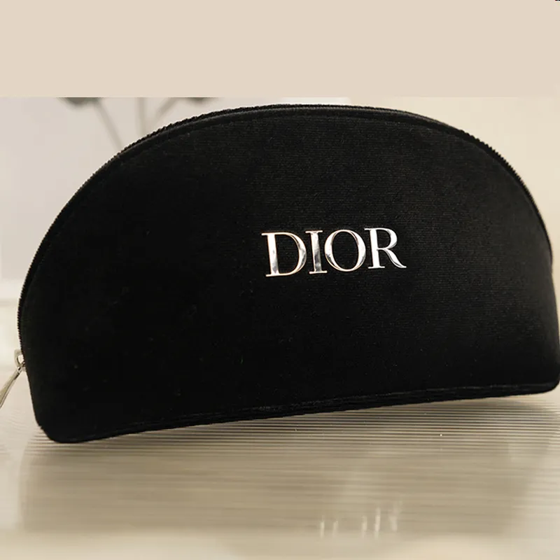 DIOR Black Semi Circle Velvet Storage Bags Portable-2
