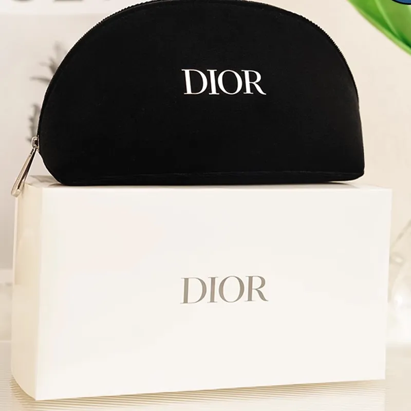 DIOR Black Semi Circle Velvet Storage Bags Portable-1