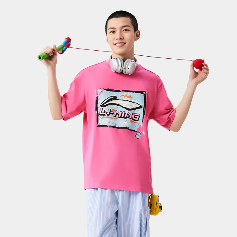 LiNing Sports Fashion Collection T Shirt Men's Energy Powder/Square-4