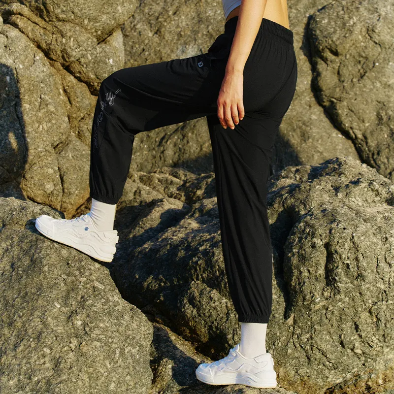 XTEP Knitted Sports Pants Women's Jet Black-4
