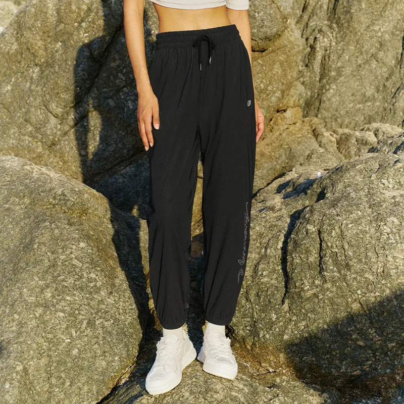 XTEP Knitted Sports Pants Women's Jet Black-2
