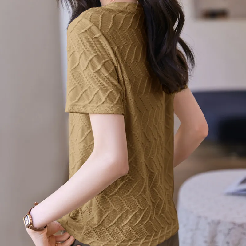 Mo Han Yi Mei Regular T Shirt Women's Khaki-2