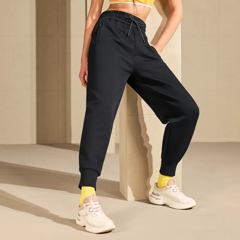 XTEP Variety Training Collection Knitted Sweatpants Women's Jet Black-3