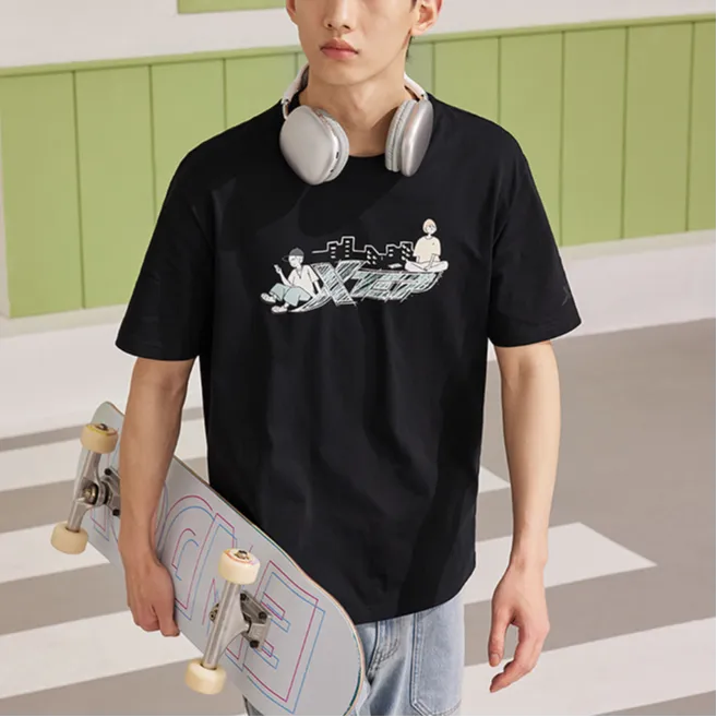 XTEP Vitality Series T Shirt Unisex Jet Black-2