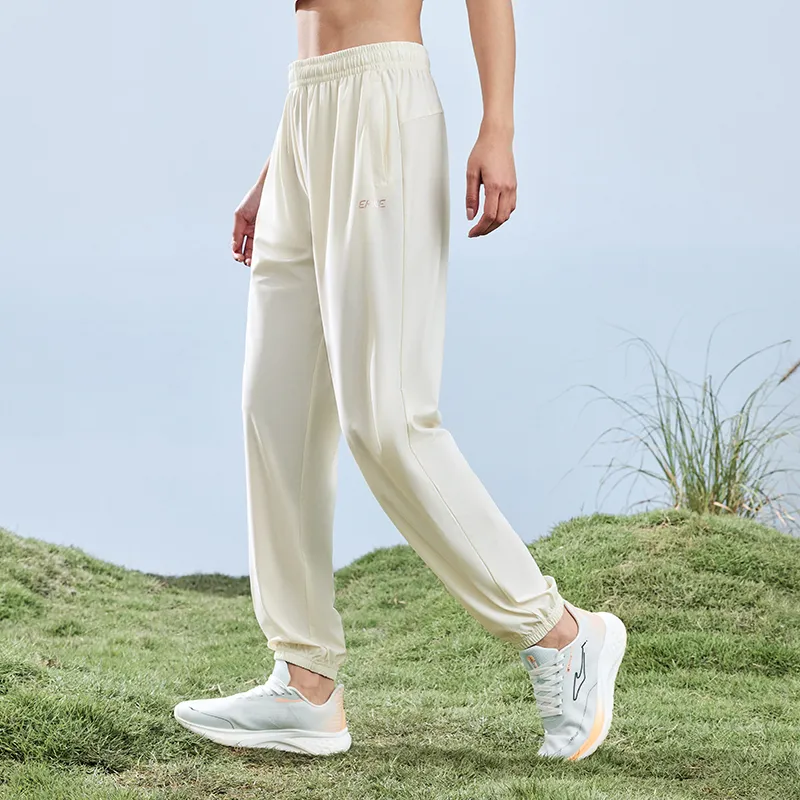 Erke Knitted Sports Pants Women's Cheese White-3