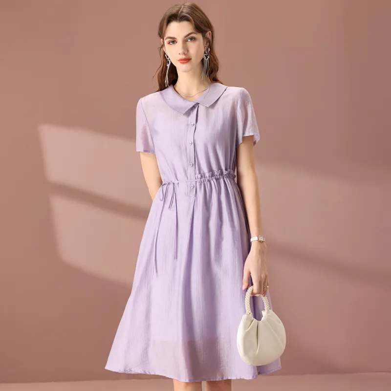 FENHONGMALI Short Sleeved Dresses Women's Purple-2