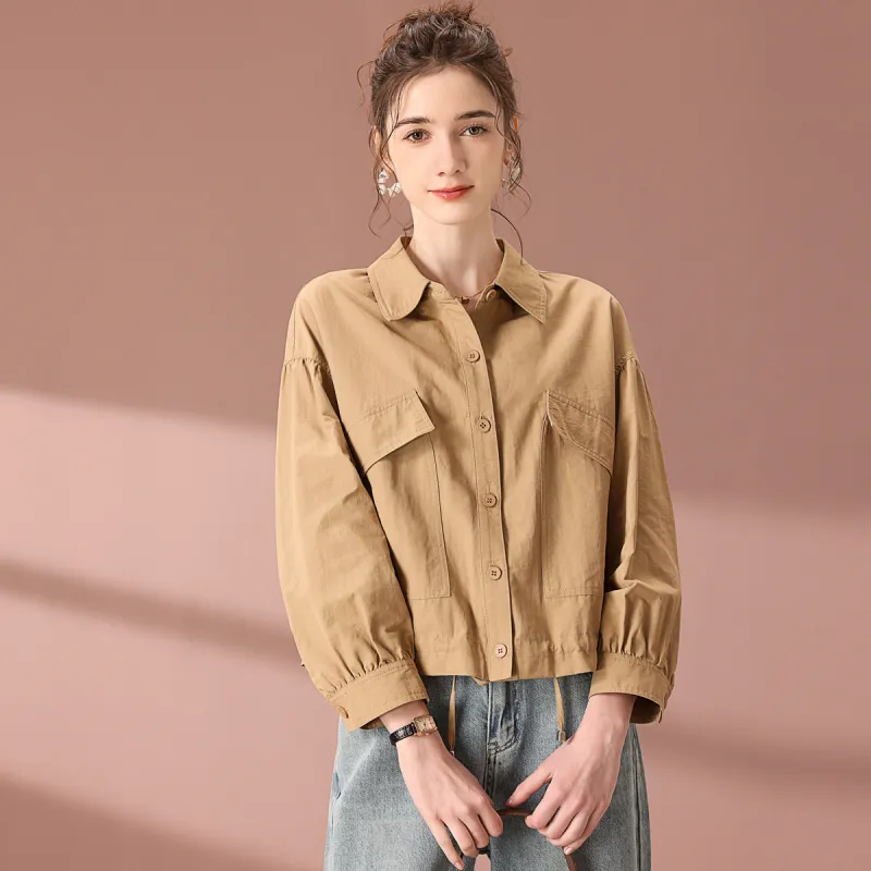 FENHONGMALI Jackets Coats Women's Khaki-2