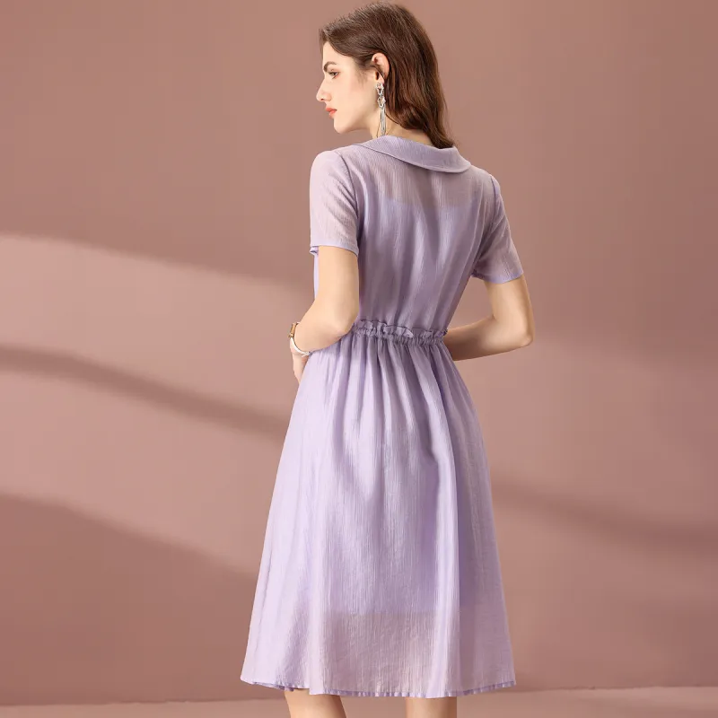 FENHONGMALI Short Sleeved Dresses Women's Purple-3