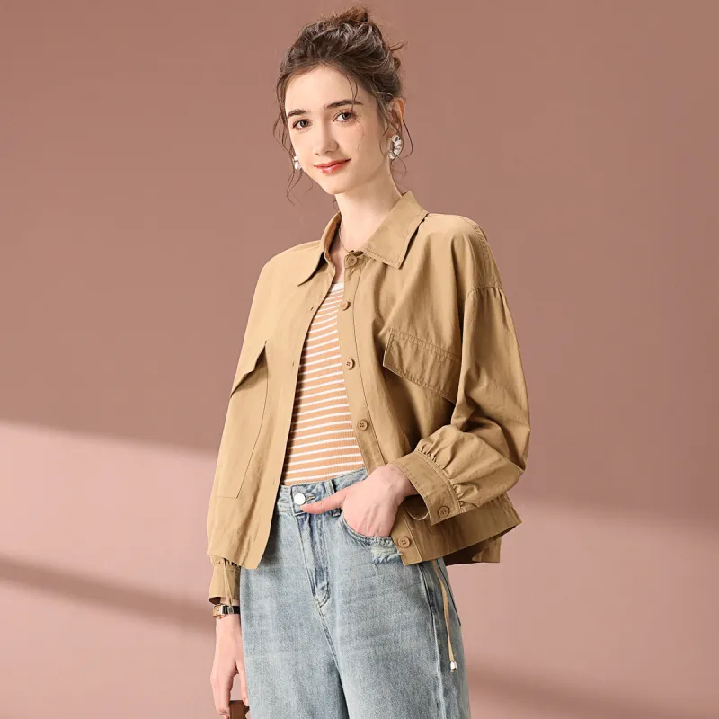 FENHONGMALI Jackets Coats Women's Khaki-1