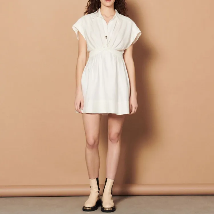 Sandro Short Sleeved Dress Women's Ivory-1
