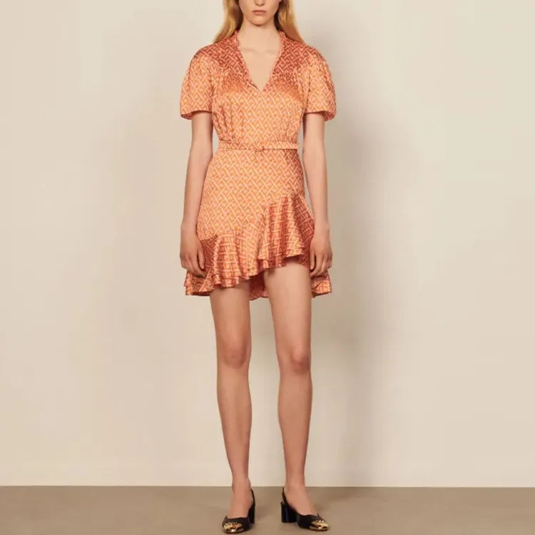 Sandro Short-Sleeved Dresses Women's Apricot Yellow-1